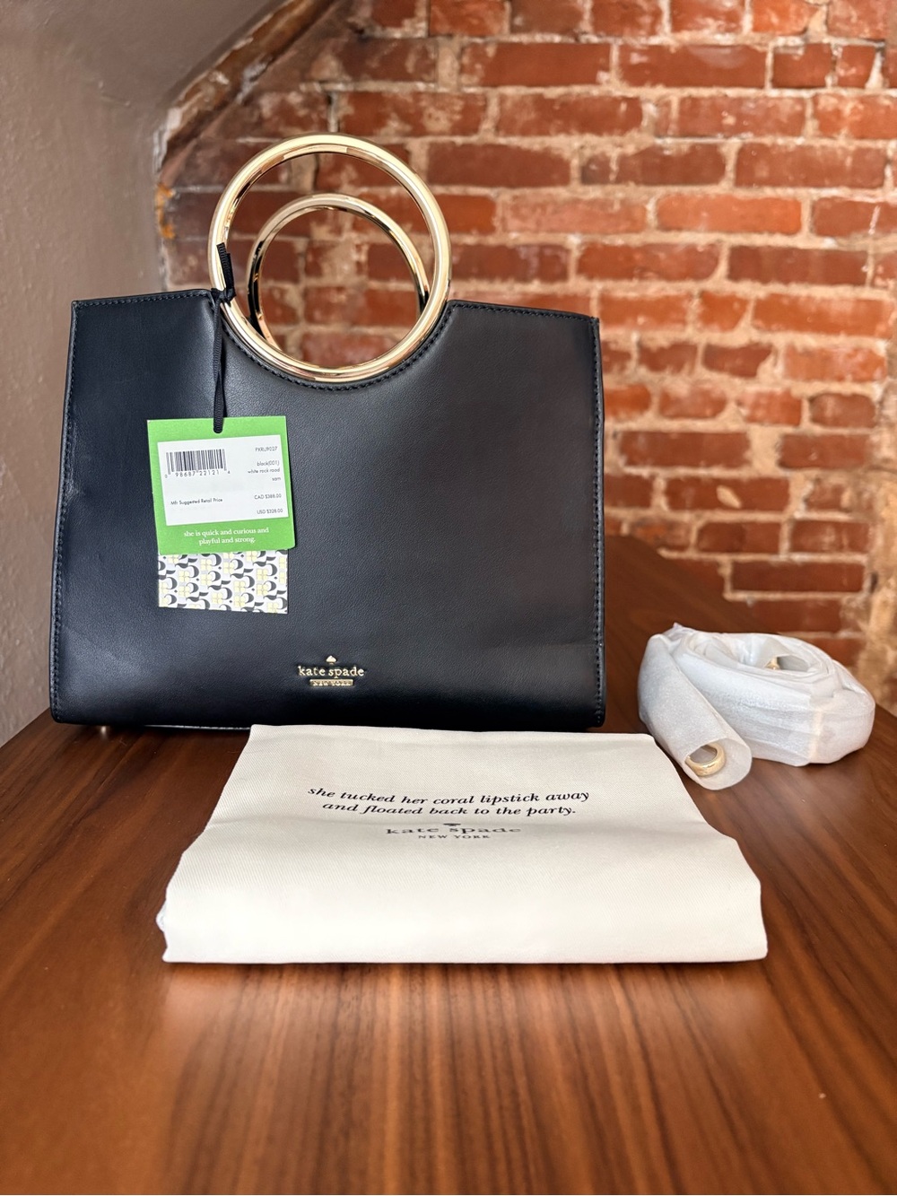 NWT Kate Spade White Rock Road Sam Black Leather Bag PXRU9027